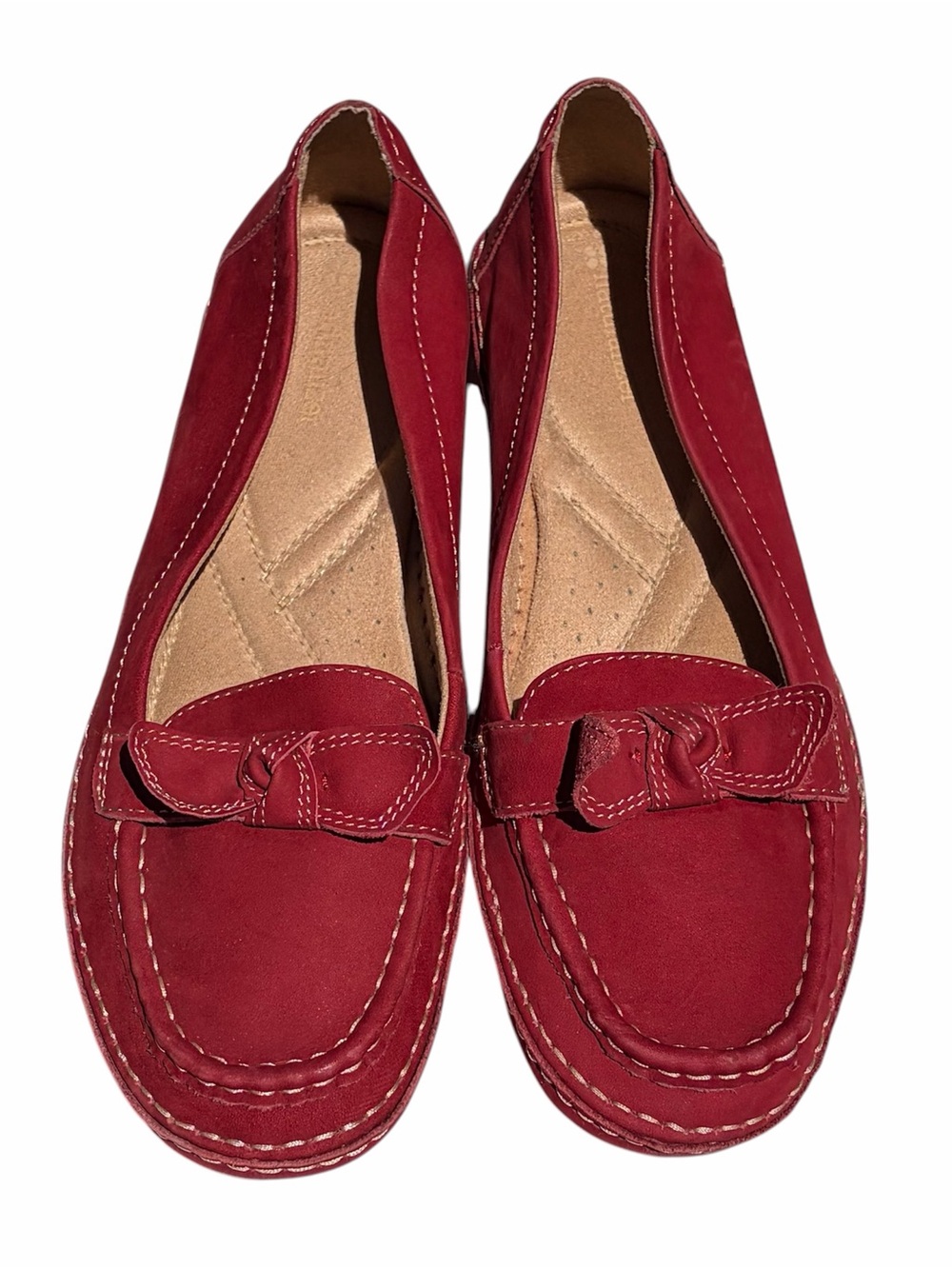 New Naturalizer Genuine Suede Loafers Red Women 9.5 Levity career classic bow